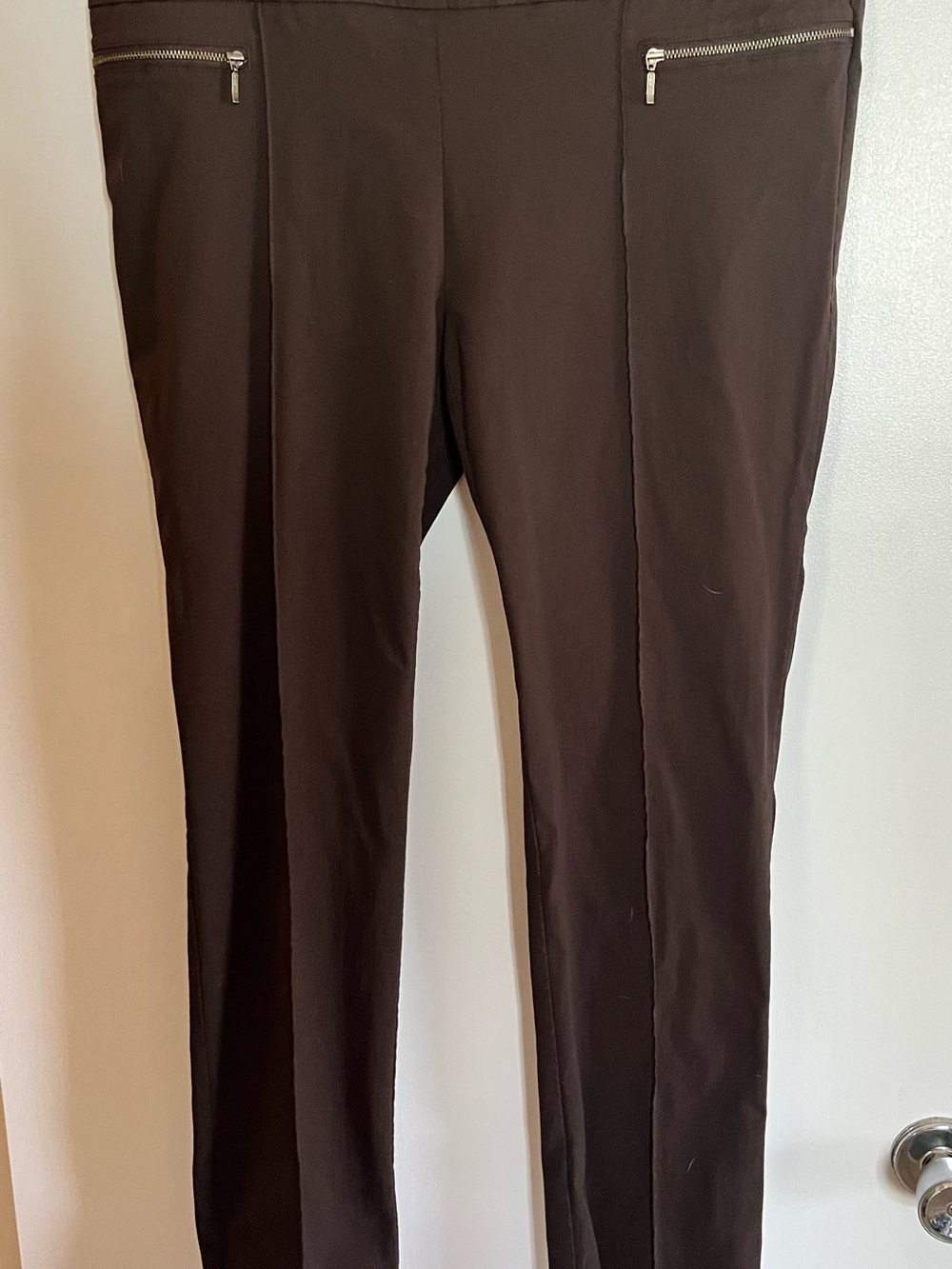Chico's Chocolate Brown Slim Stretch Pants with Zip Pockets